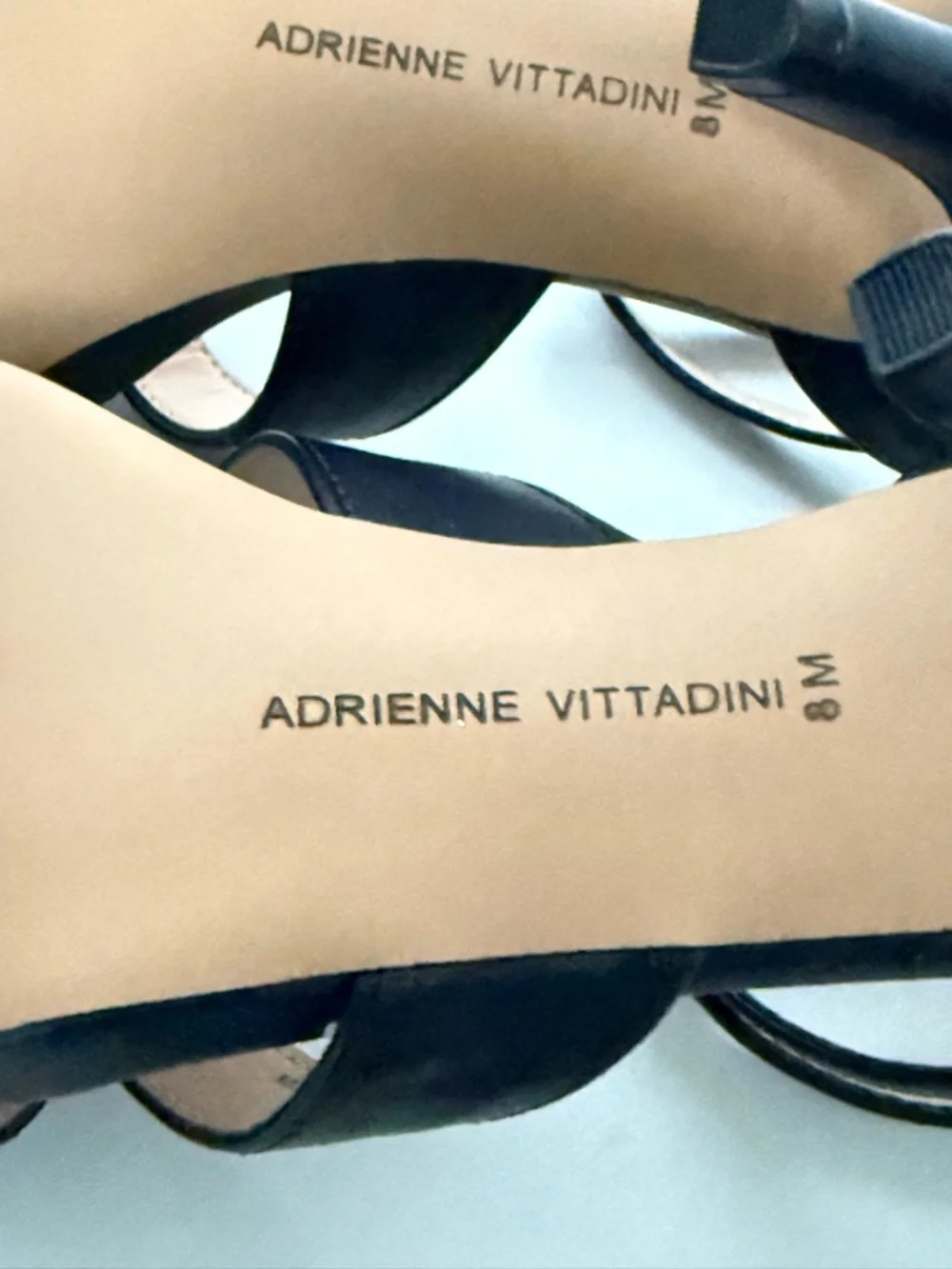 Adrienne Vittadini Black Leather Crisscross Ankle-Strap Heels Size 8 - Picture 7 of 8
